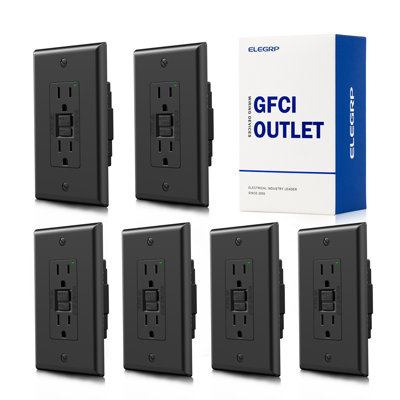 GFCI Outlet Self-Test, 15 Amp 125V NO Tamper Resistant Duplex Wall Outlet, With Glossy Wall Plate, UL Listed, 6PC