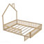Lit plateforme en bois pleine grandeur avec garde-corps, naturel-1184894570