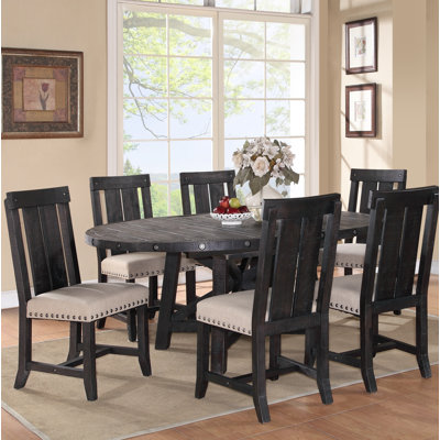 Gaudette Pine Solid Wood Top Trestle Dining Set