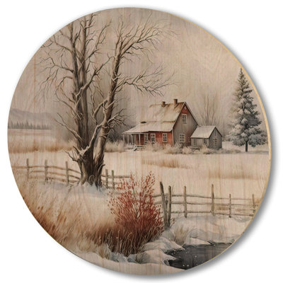 Iowa Farm In Winter - Traditional White Wood Print
