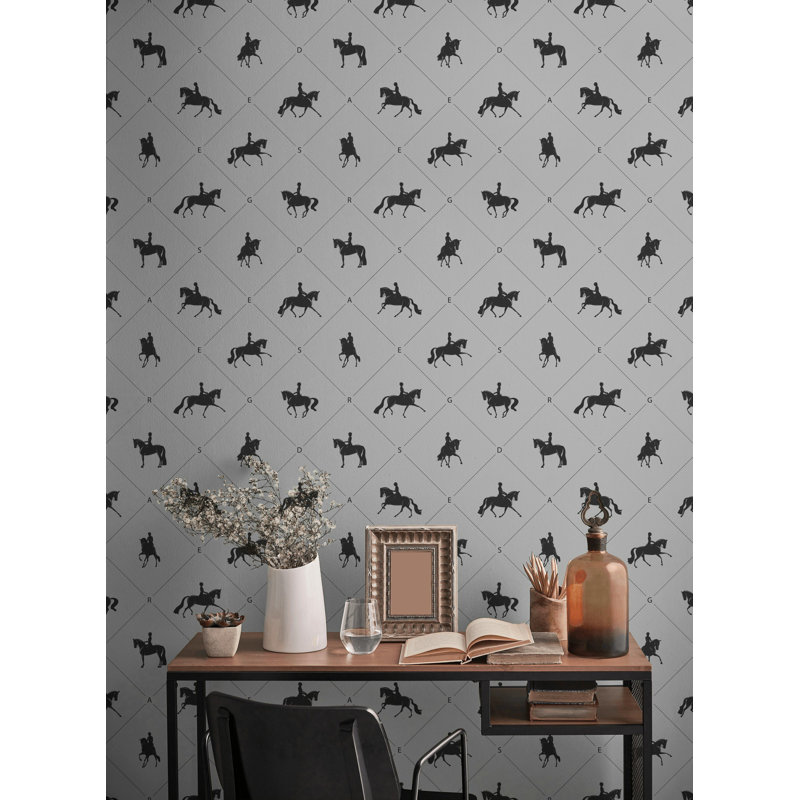 Papier peint adhésif Silhouette de dressage | Murale équestre minimaliste
