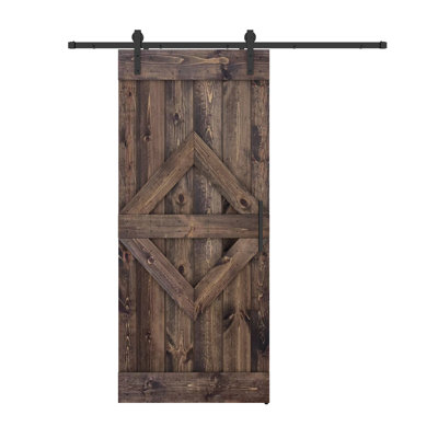 84'' Solid Wood Paneled Painted without Installation Hardware Kit Barn Door