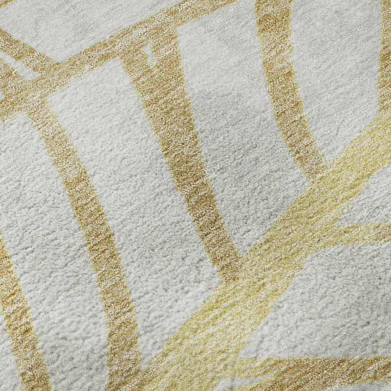 Tapis doré de qualité supérieure lavable à la machine, Rectangle 1 pi 8 po x 2 pi 6 po