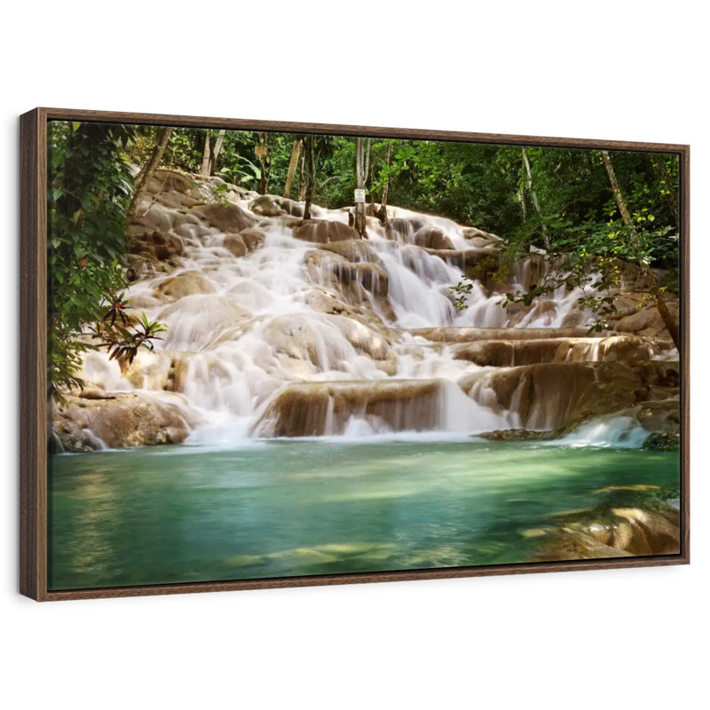 Dunn's River Falls, 13" X 9", Floating Frame Walnut