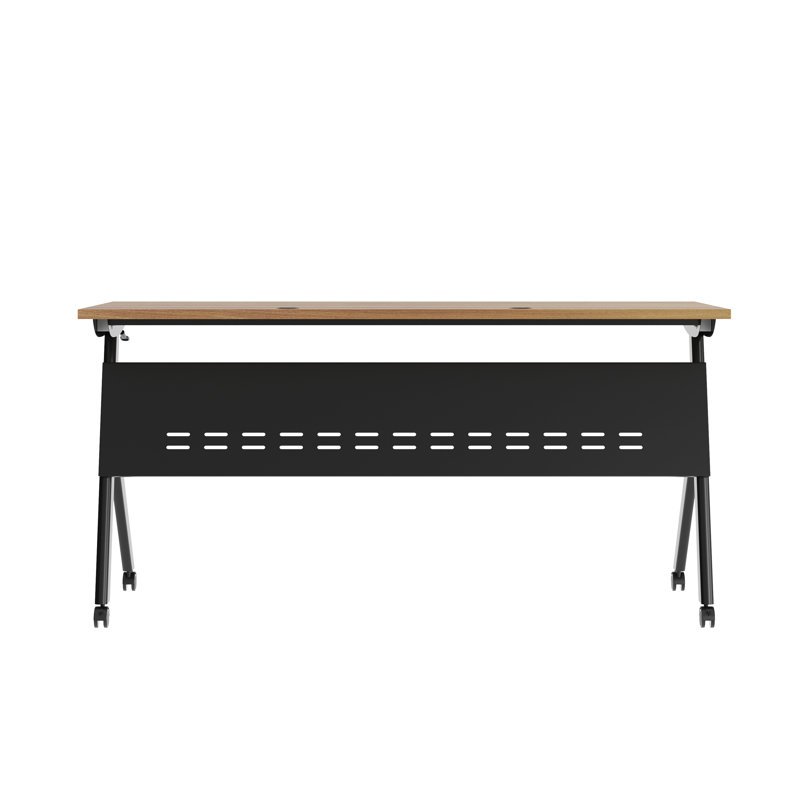 Commercial Nesting Flip Training Table With Steel Frame And Y-Legs, Brown, Black