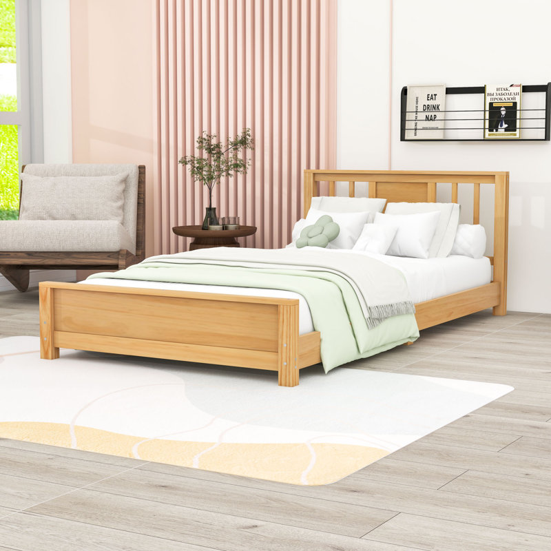 Base de lit plateforme avec tête de lit, Naturel
