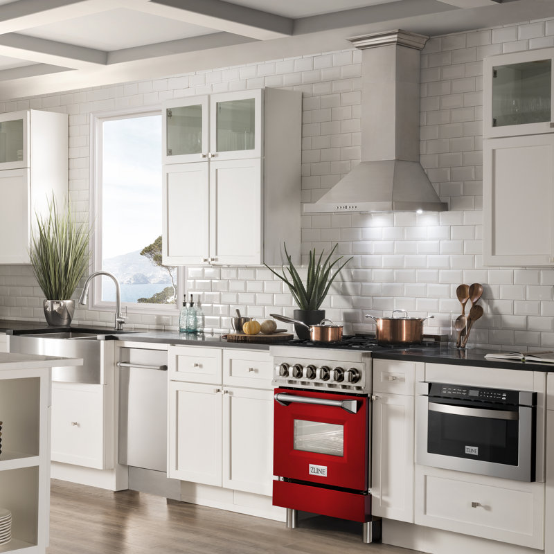 ZLINE 24" Legacy Dual Fuel Range w/ 4 Burner, Red Matte