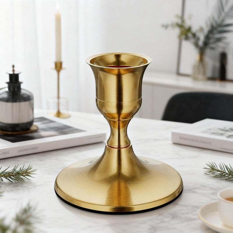 Porte-bougies vintage en métal pour ensemble de table et de cheminée, ensemble de 6, Doré