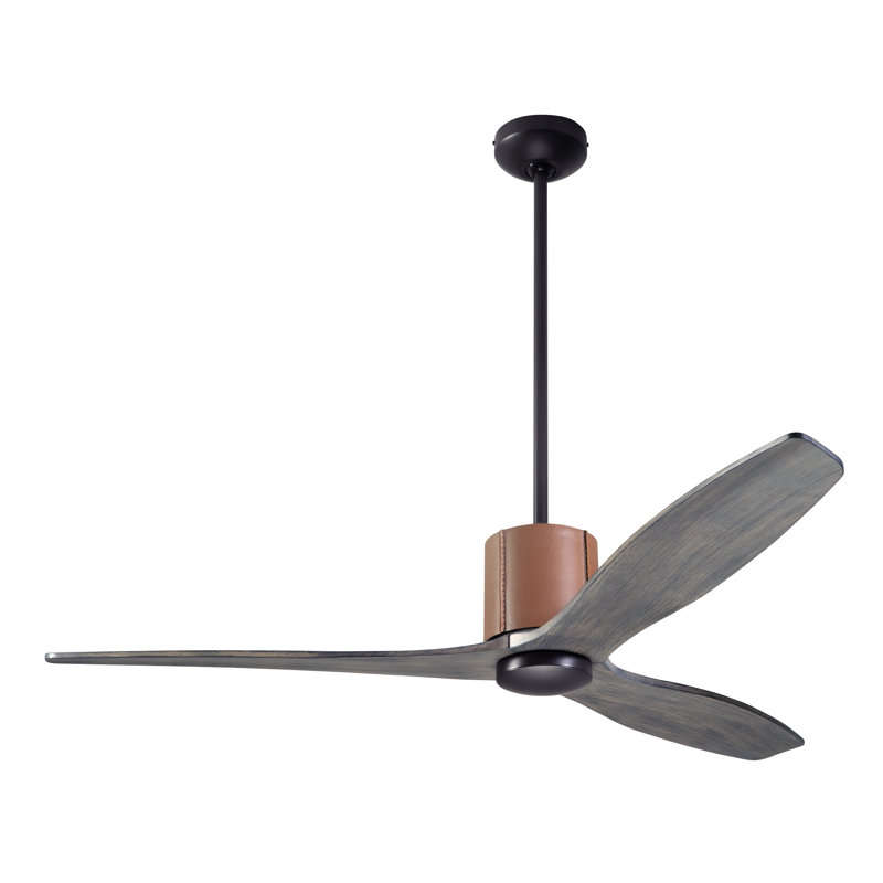 LeatherLuxe 54'' Ceiling Fan, Dark Bronze/Tan, Graywash, Wall Control