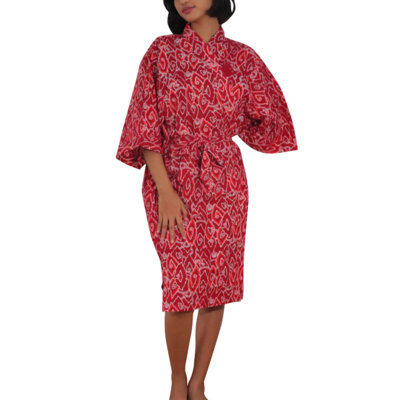 Cotton Twill Plain Weave / Muslin Girl / Woman+ Mid-Calf Bathrobe with Pockets