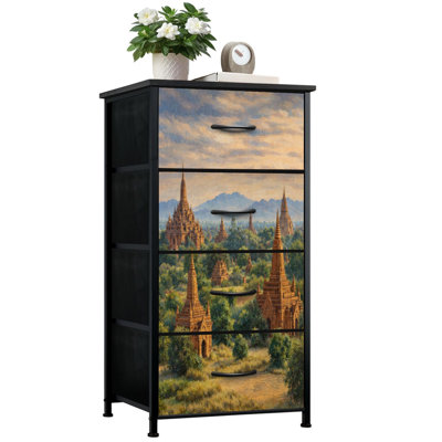 Commode pour chambre à coucher avec 4 tiroirs de rangement Sunrise Temples