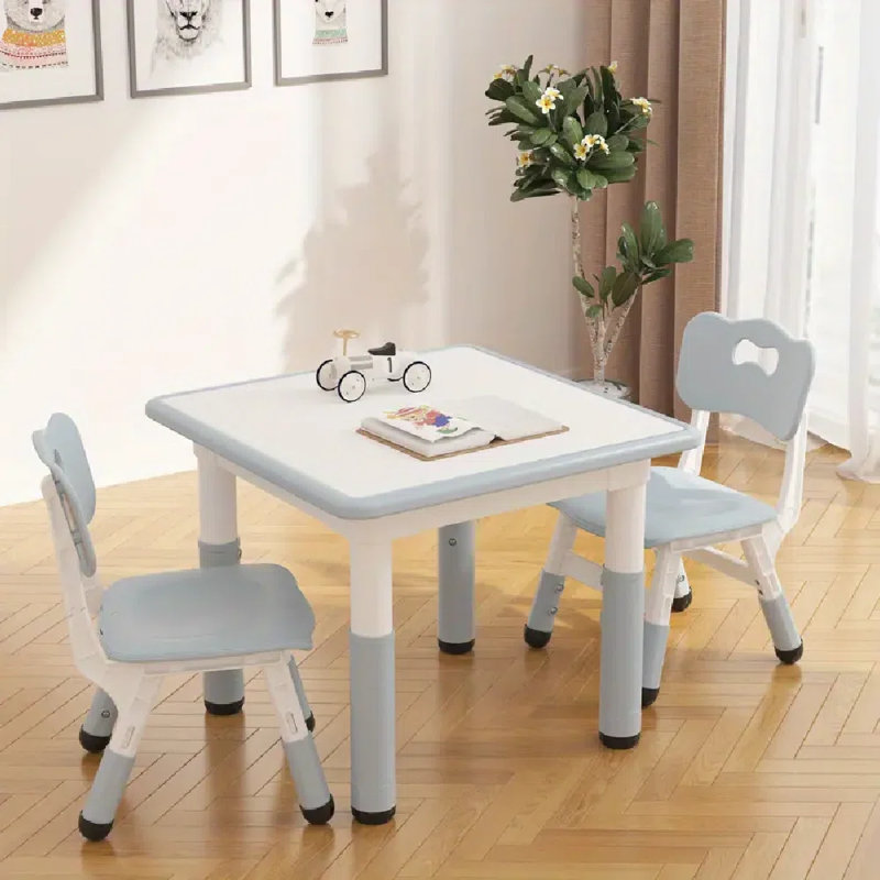 Ensemble de table et 2 chaises - hauteur réglable, bureau graffiti effaçable pour une utilisation multi-activités, comprend 1 table et 4 chaises, et un matériau en PP, facile à assembler