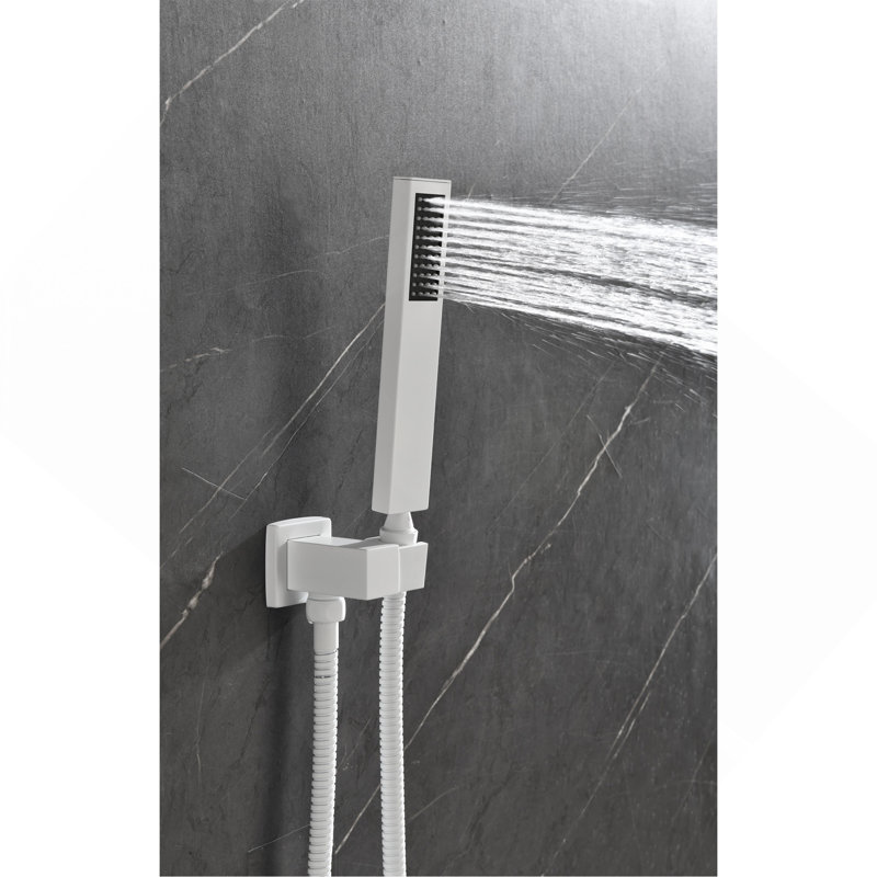 Shower System,Waterfall Rainfall Shower Head with Handheld, Shower Faucet Set for Bathroom Wall Mounted, White