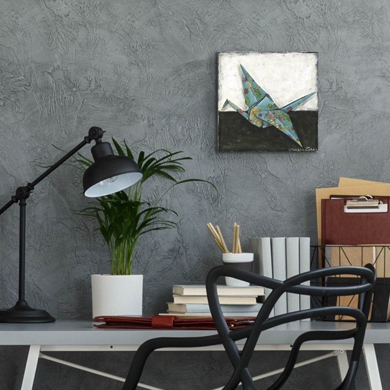  «Crane» par Chariklia Zarris, art mural en verre acrylique, 12 po x 12 po