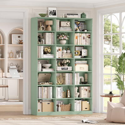 86"H X 47.2"W 7-Tier Standard Wood Storage Bookcase by Latitude Run