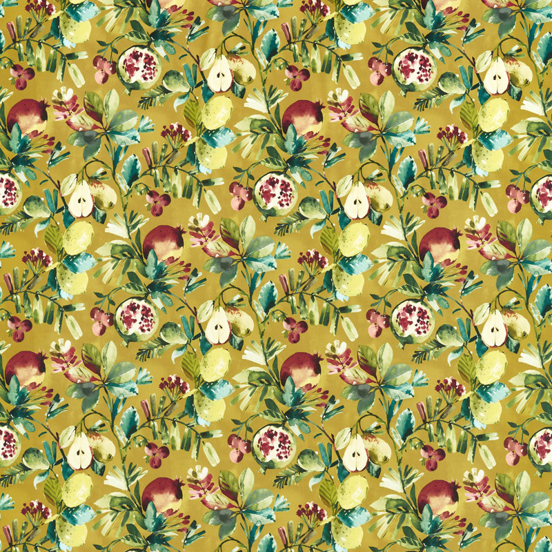 Amazonia Fruta Performance Fabric, Ochre Velvet