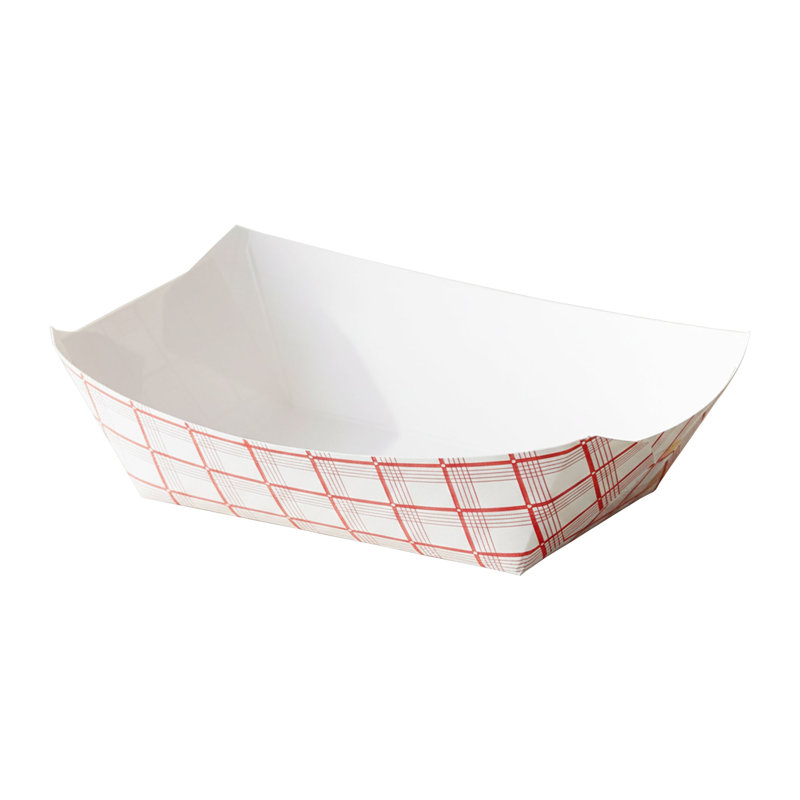 Plateaux alimentaires en papier à carreaux rouges de 1,4 kg (3 lb) - 500 plateaux