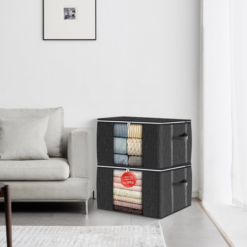 Ensemble de sacs de rangement pliables en tissu, Noir