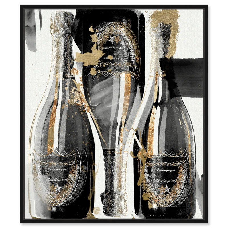 «Gold Showers», peinture sur toile, Cadre flottant noir, H 21 po x l 17 po