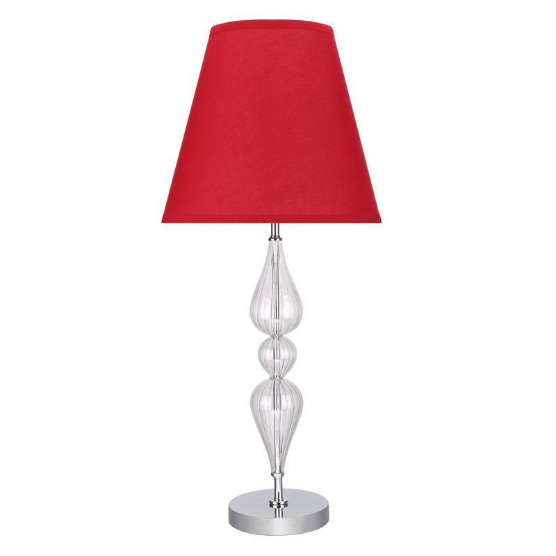 Lampe de table transitionnelle en métal / verre 29 po Atong, Rouge