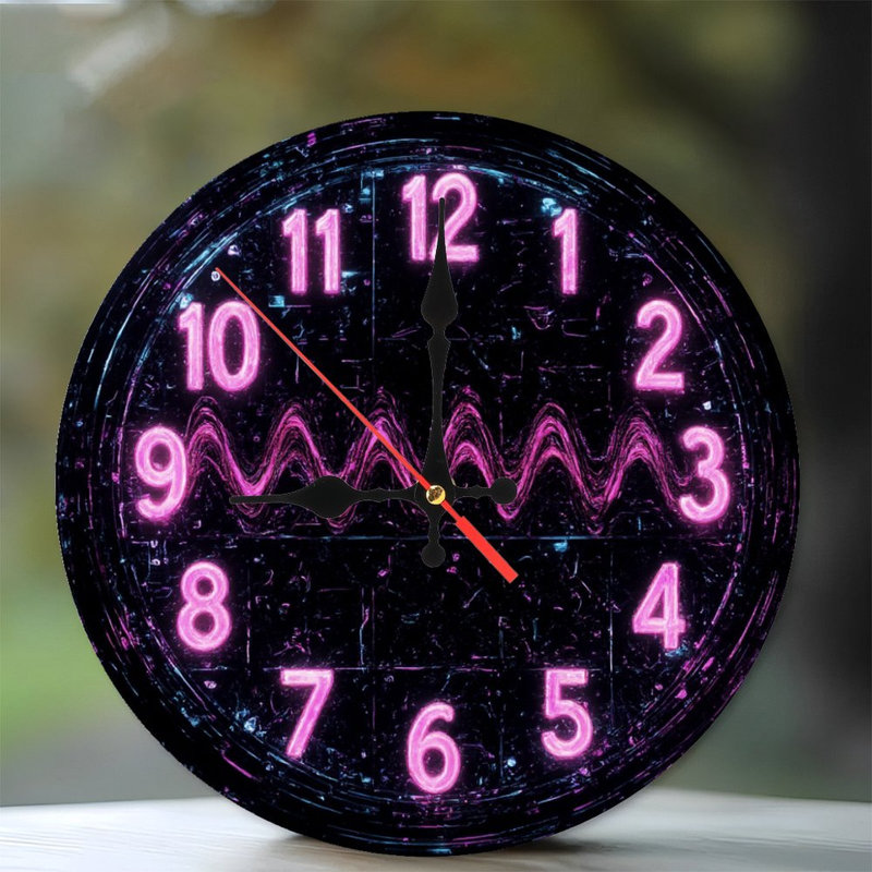Horloge numérique effet néon ligne ondulée