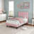 Queen Size Bed Frame, Velvet Upholstered Platform Bed with Adjustable Tufted Headboard, No Box Spring Needed, Easy Assembly, White-124010591-124010592