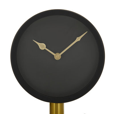 Analog Stainless Steel Mechanical Tabletop Clock in Gold/Black
