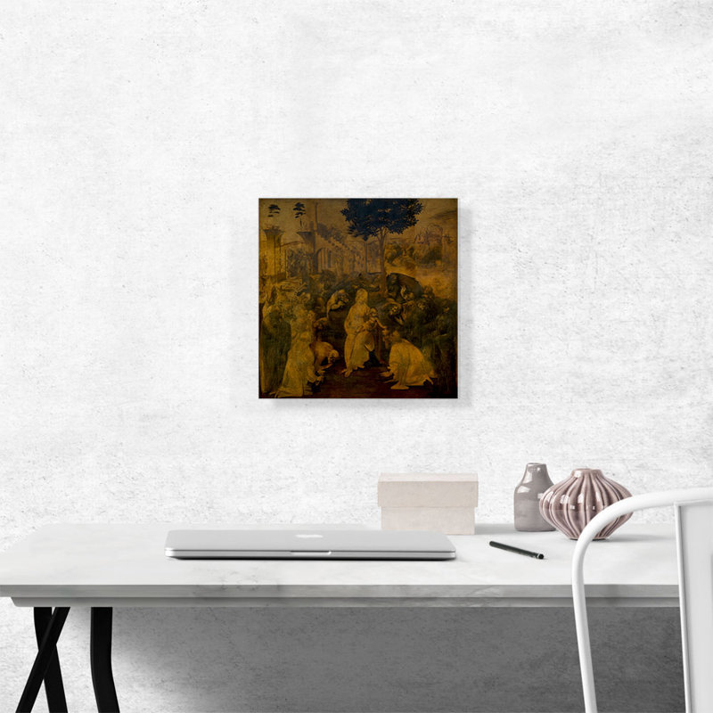«Adoration of the Magi» par Leonardo Da Vinci - reproduction d'art sur toile tendue, H 12 po x l 12 po x P 1,5 po