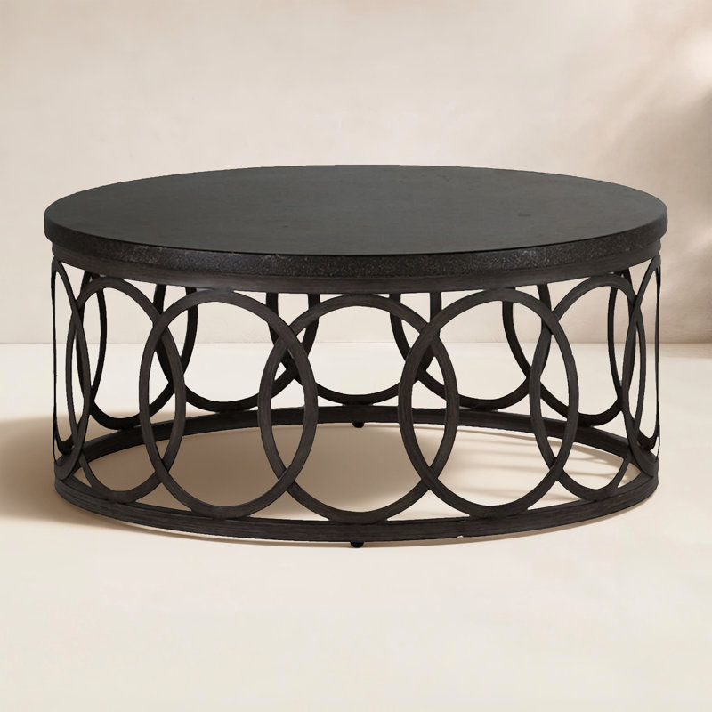 Copeland Aluminum Round Outdoor Coffee Table 36 in. W x 16.5 in. H, Black Walnut, 36"