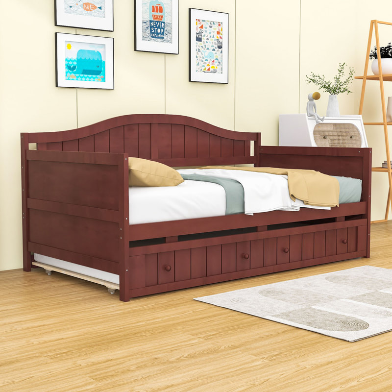 Twin Size Wooden Daybed with Trundle, Espresso