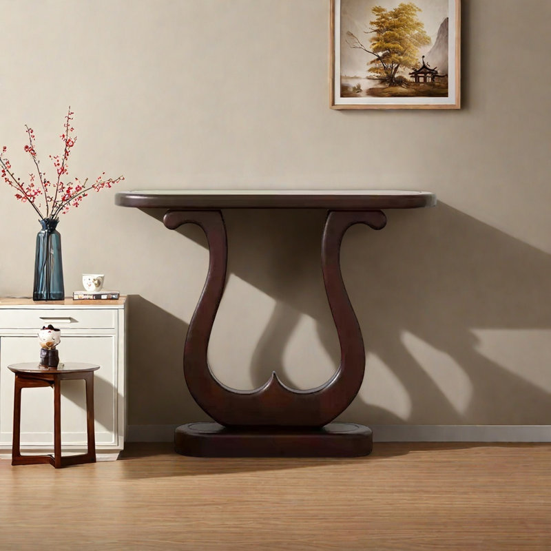 Console en bois massif noyer moderne, H 31,5 po x l 39,37 po x P 11,81 po, Marron foncé