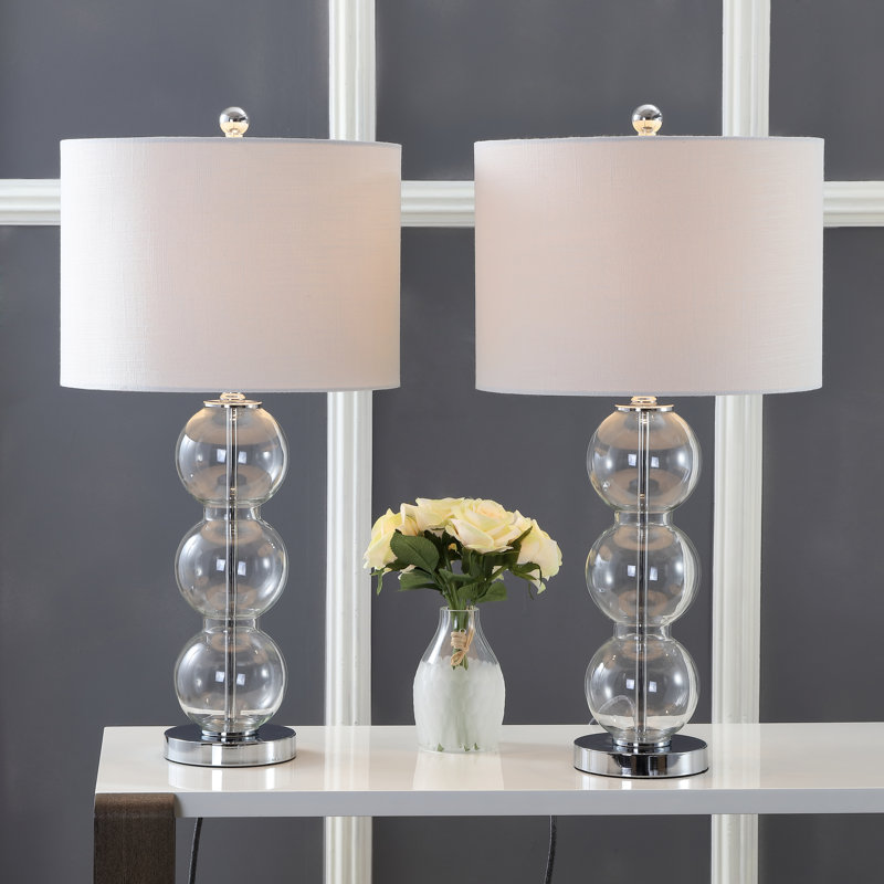 Leaver Glass Table Lamp, Clear/Chrome