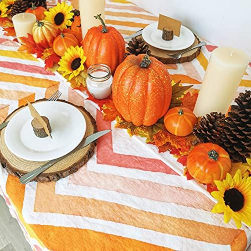 7 pièces de citrouilles orange artificielles assorties pour récolter des citrouilles en mousse décoratives pour la ferme, automne rustique, action de grâce, Halloween