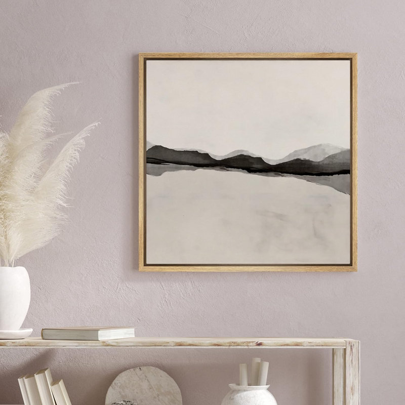 Collage de vagues grunge noir pastel - reproduction sur toile flottante, H 24 po x l 24 po x P 1,5 po, Encadré naturel