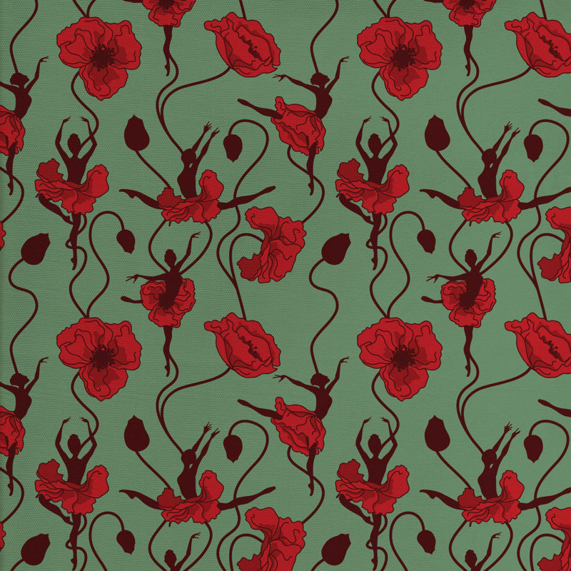 Tissu coquelicot, H 36 po x l 58 po x P 1 po