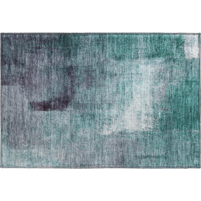 Tapis bleu sarcelle lavable à la machine Premium Prisco