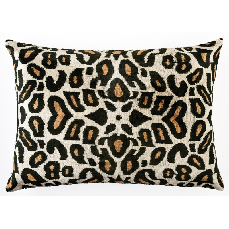 Silk Lumbar Rectangular Pillow Cover & Insert, Gray/Beige/Animal Print