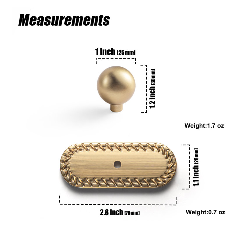 Bouton rond de 1 po avec contre-plaque, Bronze champagne