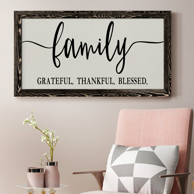 «Family Grateful», art textuel sur toile, Noir