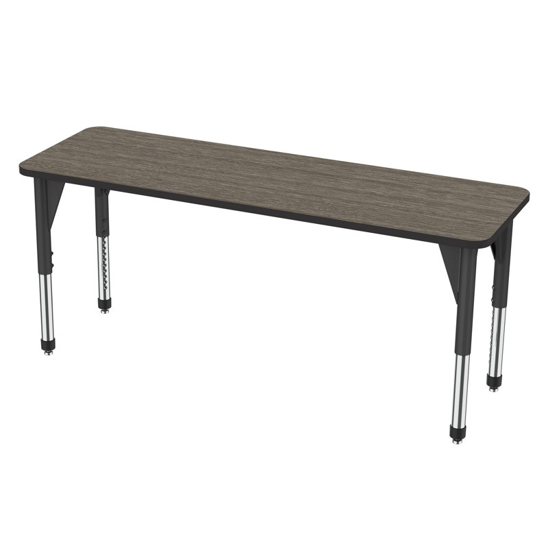Table d'activité rectangulaire à hauteur réglable Premier Series, H 31 po x L 72 po x l 24 po, Noir, Chêne Promenade