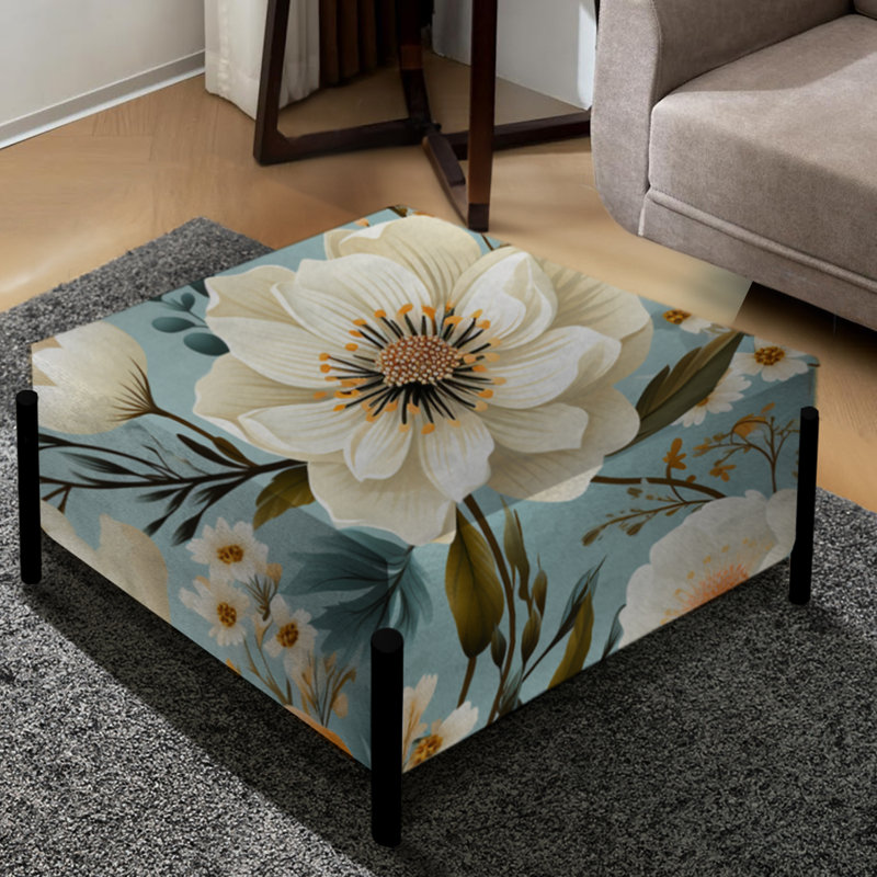 Élégant motif floral orange rustique II - grand repose-pieds carré floral