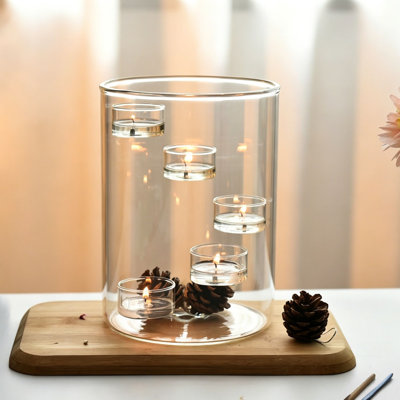 European Clear Cylindrical Glass Candle   Romantic Candlelight Dinner Decor Ornament For Holiday   Home Decoration
