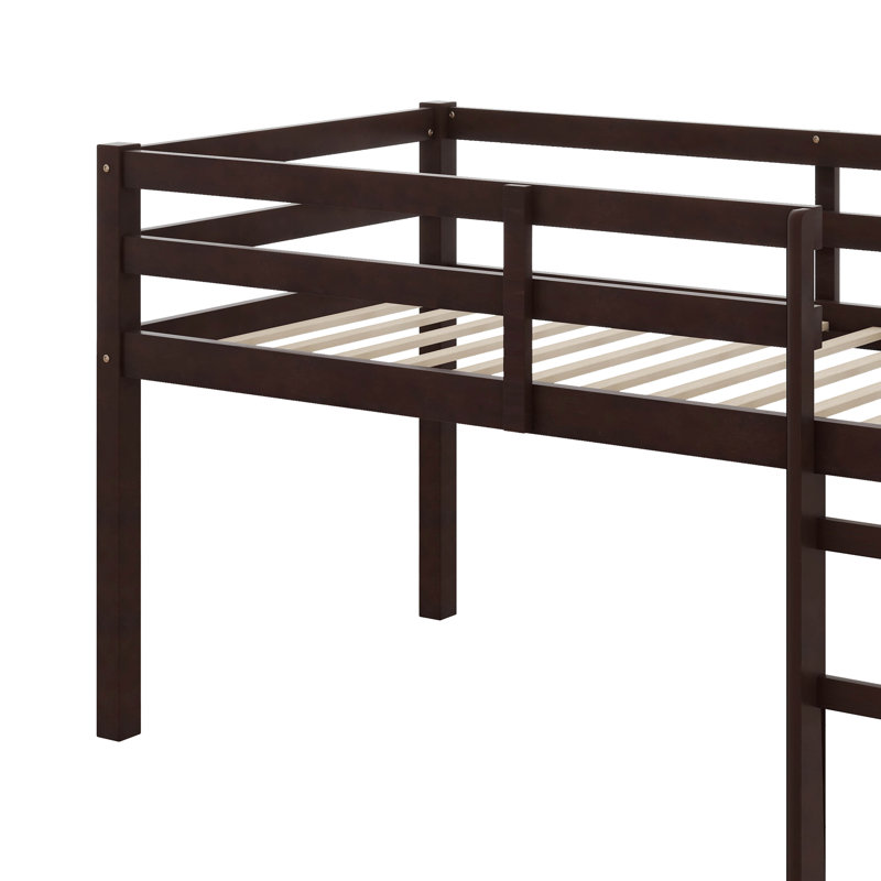 Twin Loft Bed With Guardrails And Ladder, Espresso
