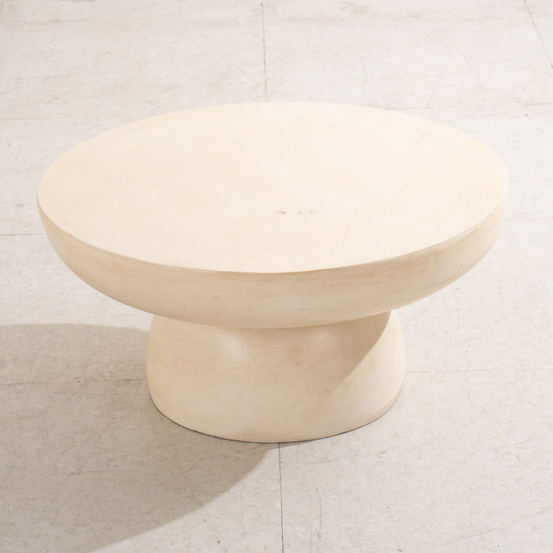 White Faux Marble End Table With Rain Cover, Suitable For Both Indoor And Outdoor Use, Beige