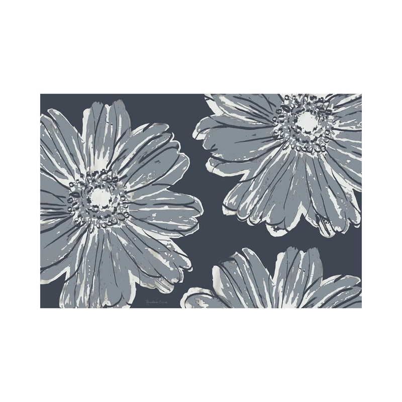 Flower Pop Sketch V-Shades Of Grey by Marie Elaine Cusson - Wrapped Canvas Print, 20.32 cm H x 30.48 cm W