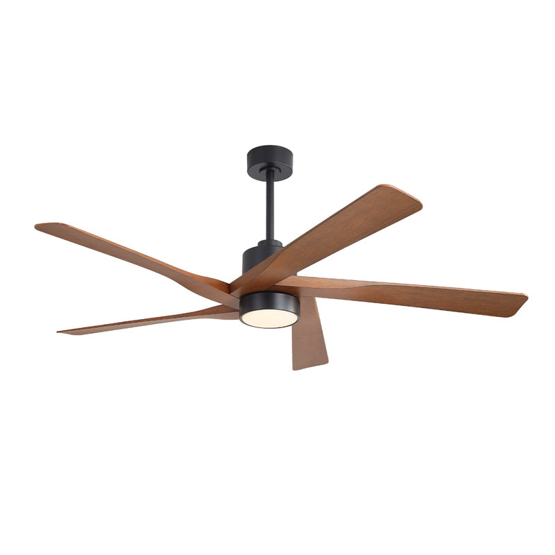 54" Matte Black Ceiling Fan with Light and Remote Control