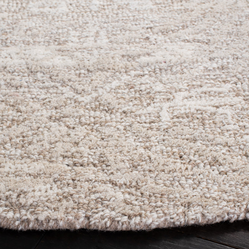 Kyndall Oriental Handmade Tufted Wool Natural/Ivory Area Rug, Rectangle 8' x 10'