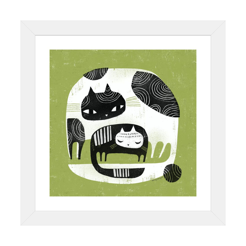 «Cuddle Cats» par Terry Runyan - impression, Papier encadré blanc, Blanc, H 16 po x l 16 po x p 1 po