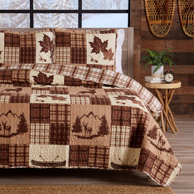 Patchwork Lodge Rustic Cabin Sherpa Fleece Bedding Set by Carstens