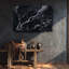 Art mural sur toile en marbre noir, impression de texture de pierre foncée - décor de granit de luxe moderne, peinture abstraite veinée pour bureau-419633915